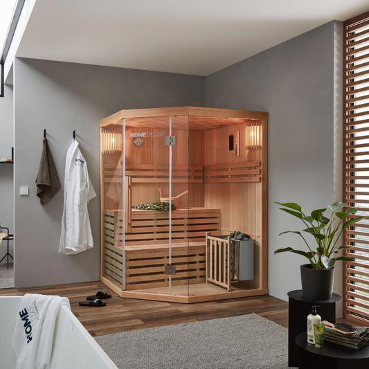 Home Deluxe Traditionelle Sauna SKYLINE XL - 150 x 150 cm für 3 Personen