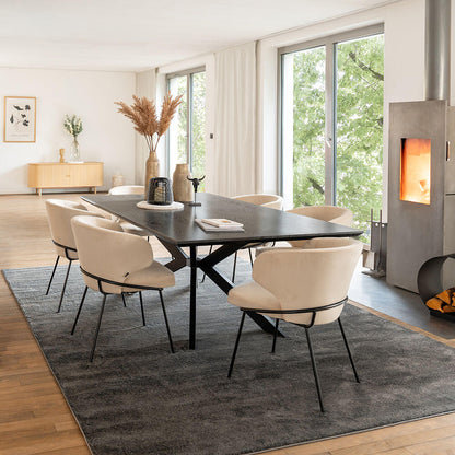 Home Deluxe Essgruppe Eckig AVENCIA inkl. Sternfuß - 200 x 120 cm Dark Oak 6 Stühle