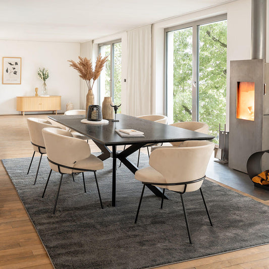 Home Deluxe Essgruppe Eckig AVENCIA inkl. Sternfuß - 200 x 120 cm Dark Oak 6 Stühle
