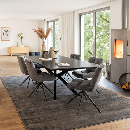 Home Deluxe Essgruppe Eckig AVENCIA inkl. Sternfuß - 200 x 120 cm Dark Oak 6 Stühle