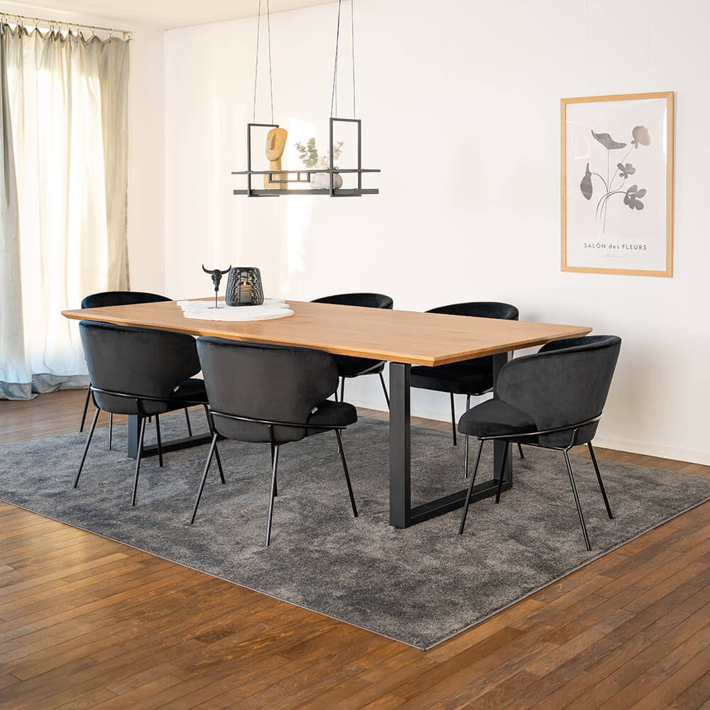 Home Deluxe Essgruppe Eckig AVENCIA inkl. U-Fuß - 240 x 120 cm Light Oak 6 Stühle