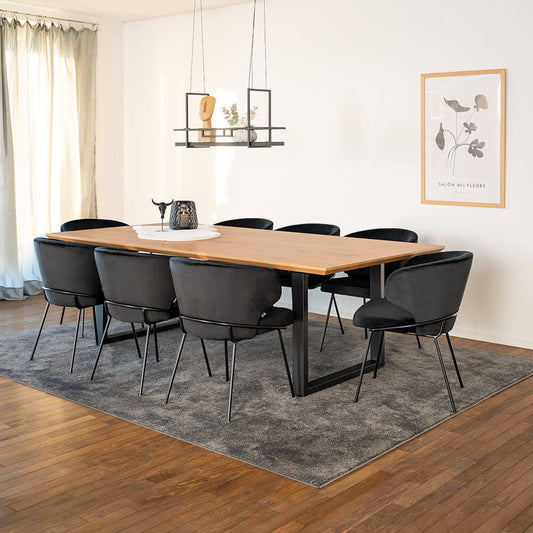 Home Deluxe Essgruppe Eckig AVENCIA inkl. U-Fuß - 240 x 120 cm Light Oak 8 Stühle