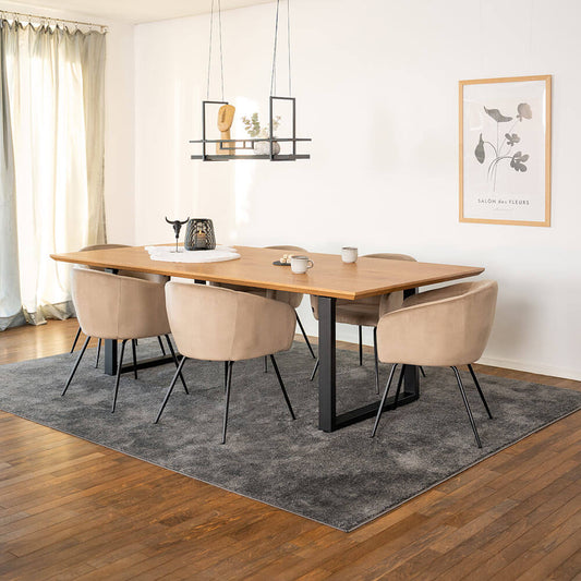 Home Deluxe Essgruppe Eckig AVENCIA inkl. U-Fuß - 240 x 120 cm Light Oak 6 Stühle