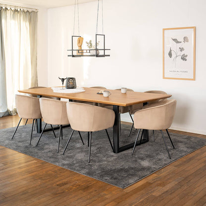 Home Deluxe Essgruppe Eckig AVENCIA inkl. U-Fuß - 240 x 120 cm Light Oak 8 Stühle