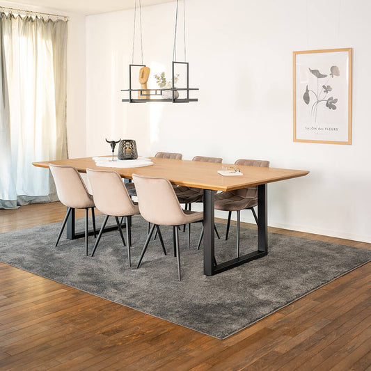 Home Deluxe Essgruppe Eckig AVENCIA inkl. U-Fuß - 240 x 120 cm Light Oak 6 Stühle Hellbraun
