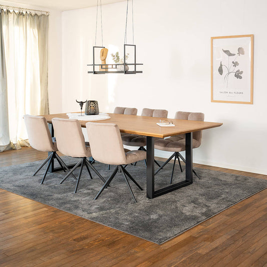 Home Deluxe Essgruppe Eckig AVENCIA inkl. U-Fuß - 240 x 120 cm Light Oak 6 Stühle Hellbraun