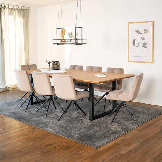 Home Deluxe Essgruppe Eckig AVENCIA inkl. U-Fuß - 240 x 120 cm Light Oak 8 Stühle Hellbraun