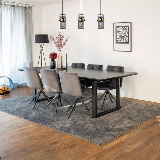 Home Deluxe Essgruppe Eckig AVENCIA inkl. U-Fuß - 240 x 120 cm Dark Oak 6 Stühle