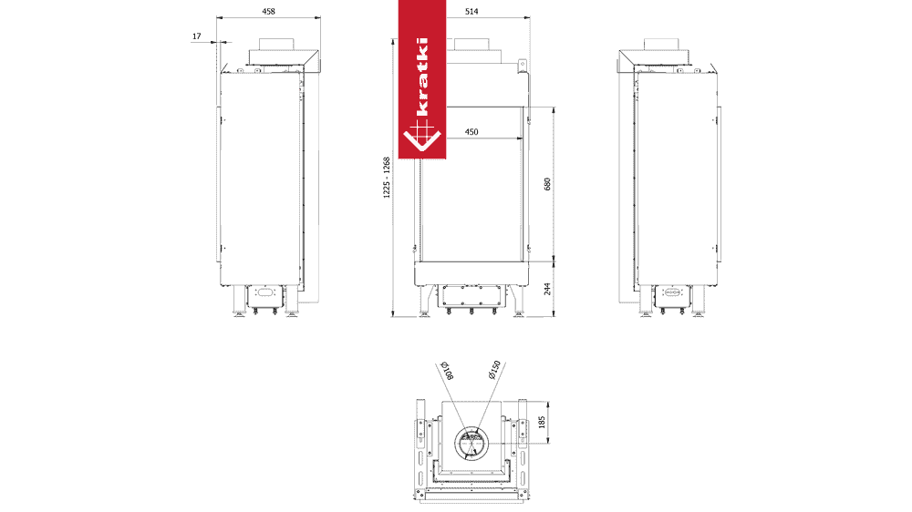 Kratki Gaskamin KRATKI LEO 68 Vorderseite Propan ? 100/150 3,8 kW