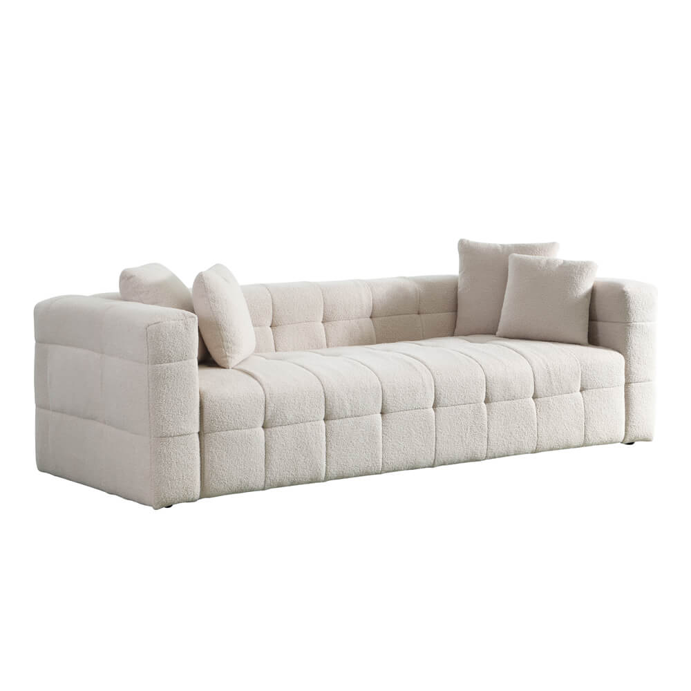 Home Deluxe Teddy Sofa Bouclé COMO - 236 x 68 cm Beige
