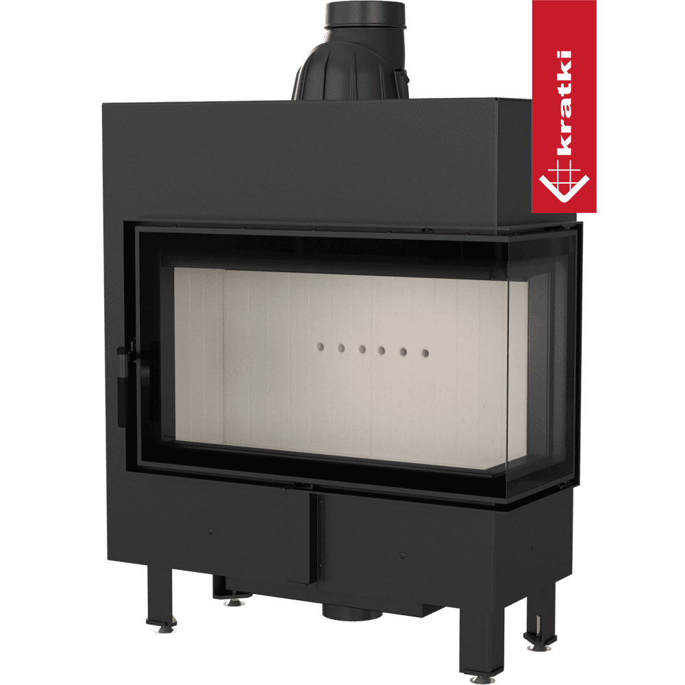 Kratki Kamineinsatz aus Stahl KRATKI LUCY SLIM rechts 10 kW Ø 160