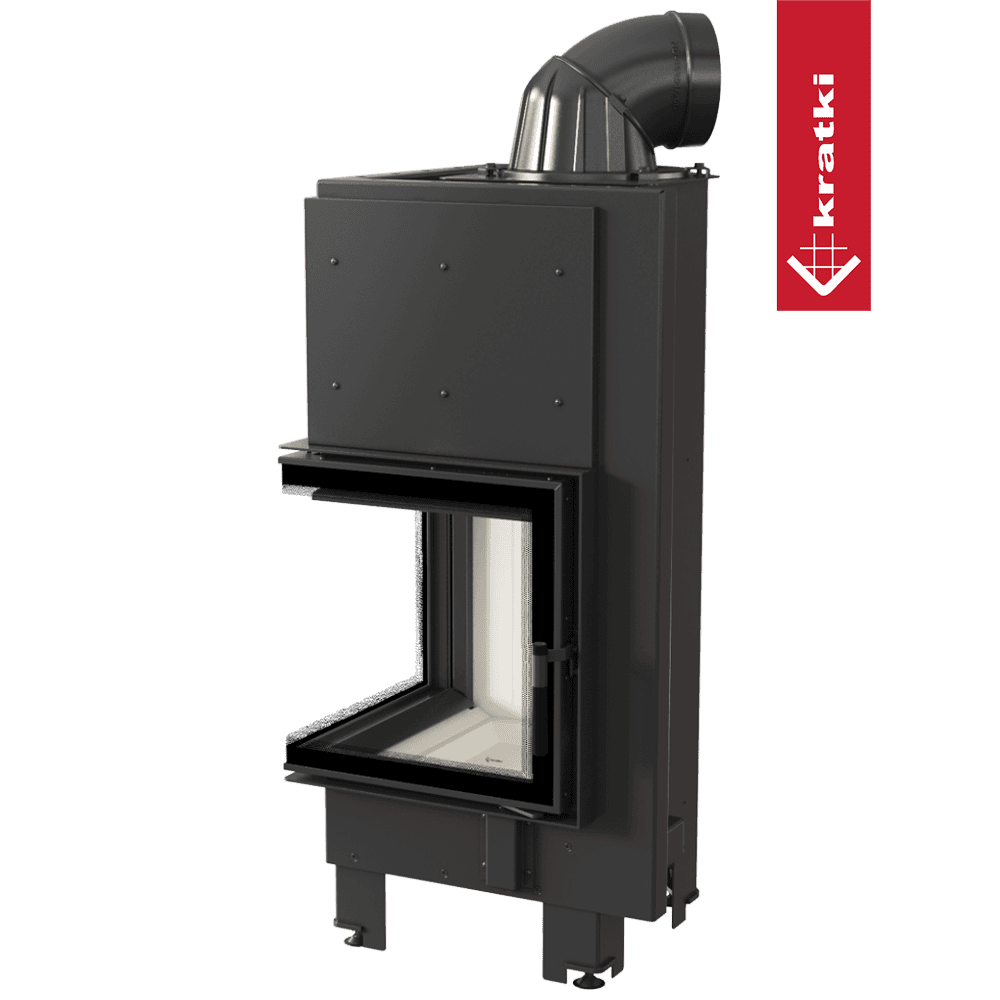 Kratki Kamineinsatz aus Stahl KRATKI MBN links 8 kW Ø 200 gebogenes Glas