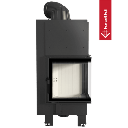 Kratki Kamineinsatz aus Stahl KRATKI MBN rechts 8 kW Ø 200 gebogenes Glas