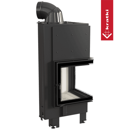 Kratki Kamineinsatz aus Stahl KRATKI MBN rechts 8 kW Ø 200 gebogenes Glas
