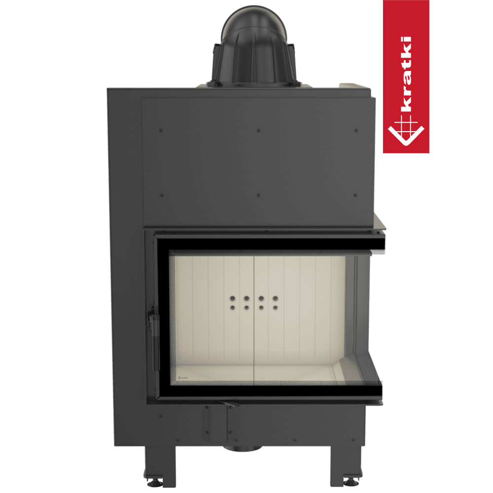 Kratki Kamineinsatz aus Stahl KRATKI MBZ rechts 13 kW Ø 200 gebogenes Glas
