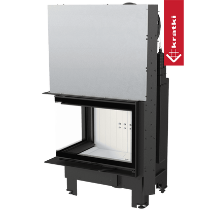 Kratki Kamineinsatz aus Stahl KRATKI MBZ links 13 kW Ø 200 mit Schiebetür gebogenes Glas
