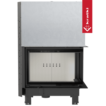 Kratki Kamineinsatz aus Stahl KRATKI MBA rechts 17 kW Ø 200 mit Schiebetür gebogenes Glas