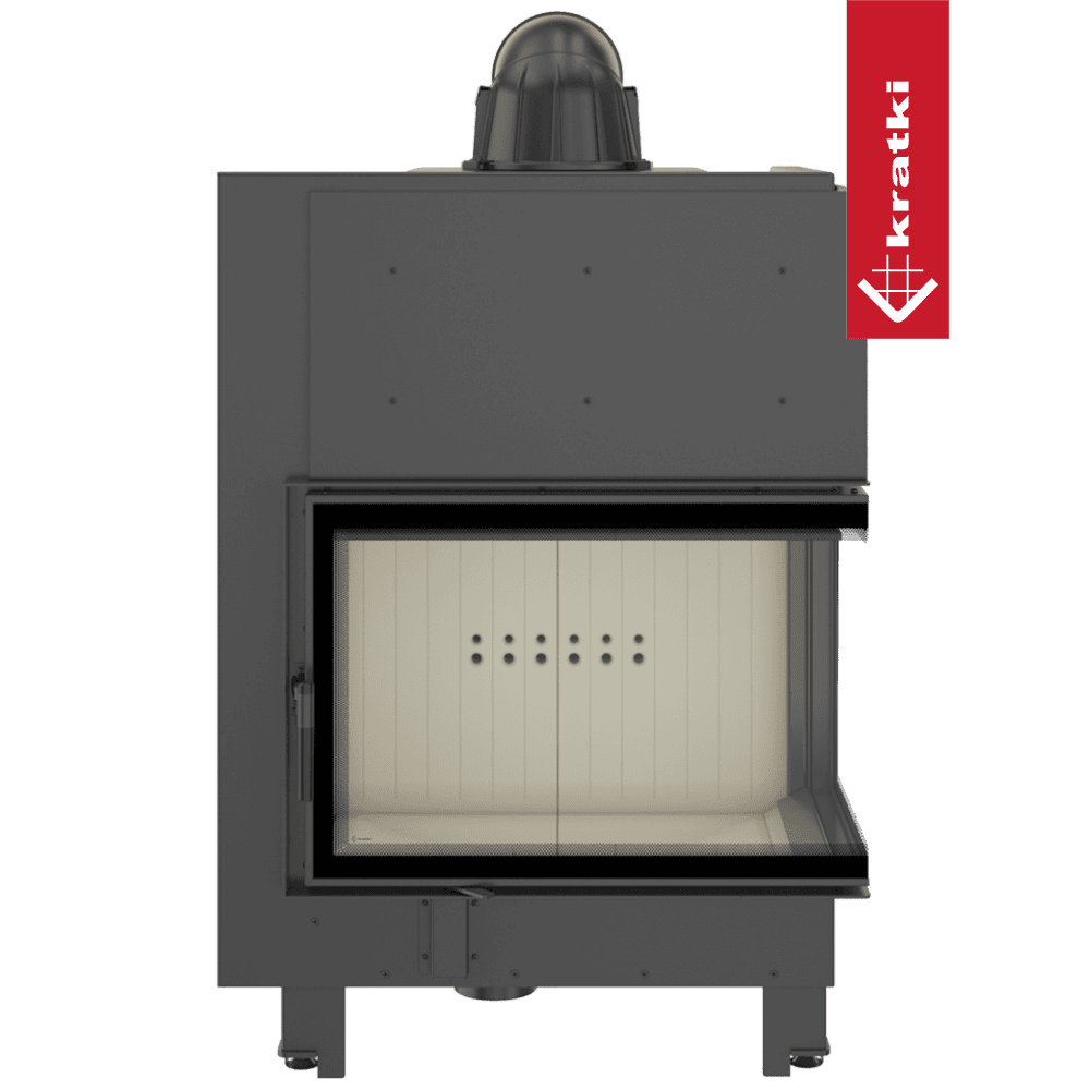 Kratki Kamineinsatz aus Stahl KRATKI MBA rechts 17 kW Ø 200 gebogenes Glas