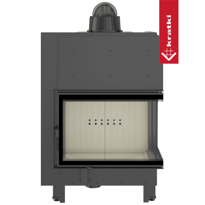 Kratki Kamineinsatz aus Stahl KRATKI MBA rechts 17 kW Ø 200 gebogenes Glas
