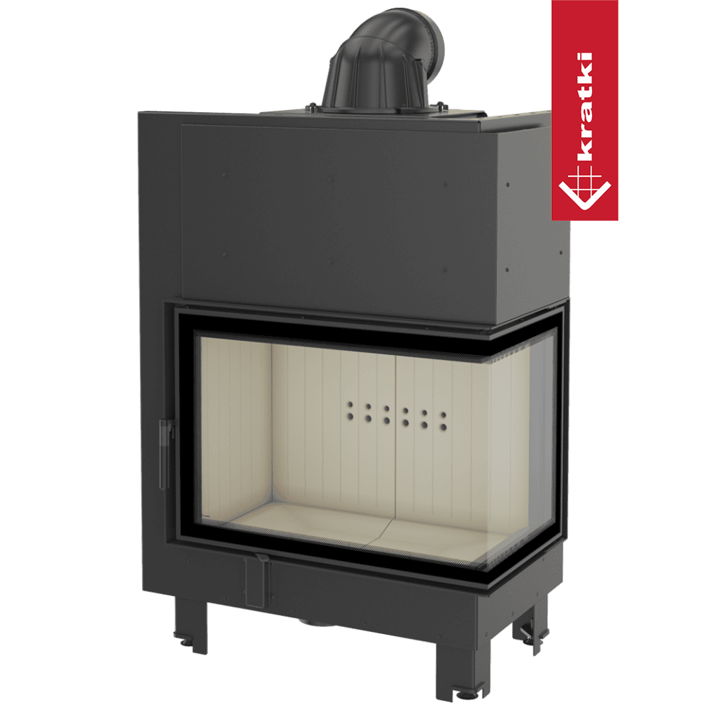 Kratki Kamineinsatz aus Stahl KRATKI MBA rechts 17 kW Ø 200 gebogenes Glas
