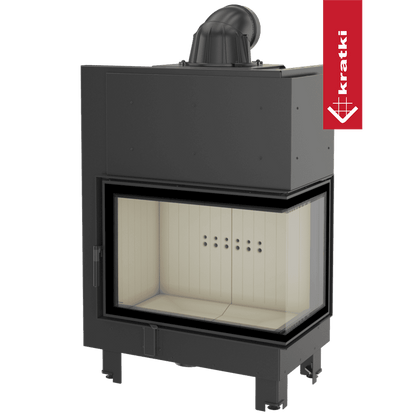 Kratki Kamineinsatz aus Stahl KRATKI MBA rechts 17 kW Ø 200 gebogenes Glas