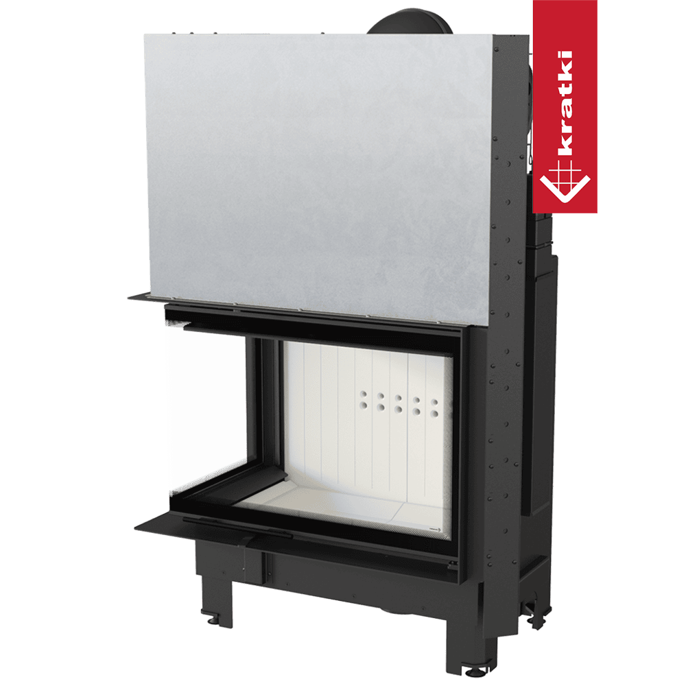 Kratki Kamineinsatz aus Stahl KRATKI MBA links 17 kW Ø 200 mit Schiebetür gebogenes Glas