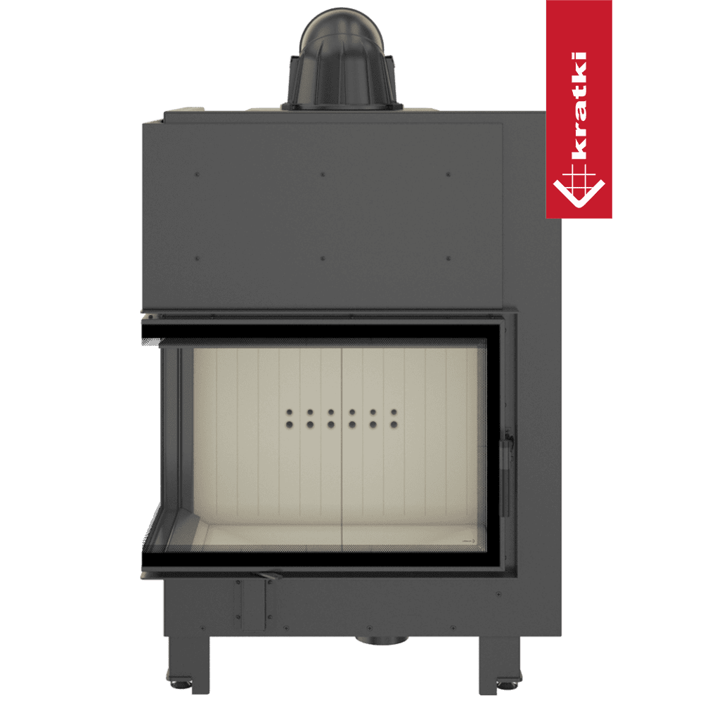 Kratki Kamineinsatz aus Stahl KRATKI MBA links 17 kW Ø 200 gebogenes Glas