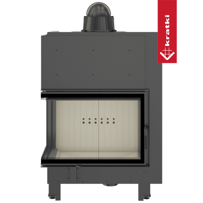Kratki Kamineinsatz aus Stahl KRATKI MBA links 17 kW Ø 200 gebogenes Glas