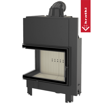 Kratki Kamineinsatz aus Stahl KRATKI MBA links 17 kW Ø 200 gebogenes Glas
