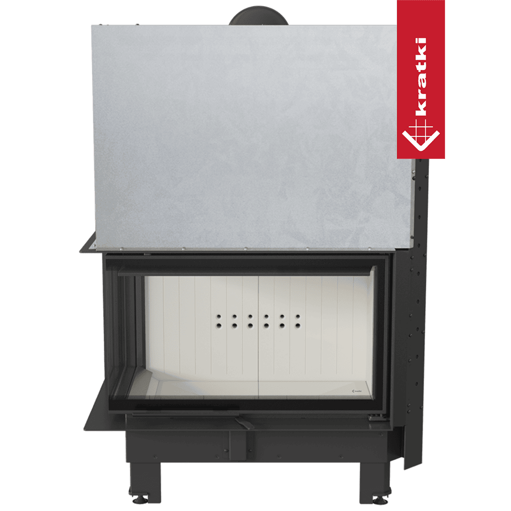 Kratki Kamineinsatz aus Stahl KRATKI MBO links 15 kW Ø 200 mit Schiebetür gebogenes Glas