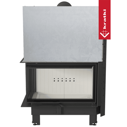 Kratki Kamineinsatz aus Stahl KRATKI MBO links 15 kW Ø 200 mit Schiebetür gebogenes Glas