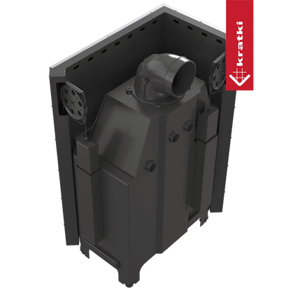 Kratki Kamineinsatz aus Stahl KRATKI MBO links 15 kW Ø 200 mit Schiebetür gebogenes Glas