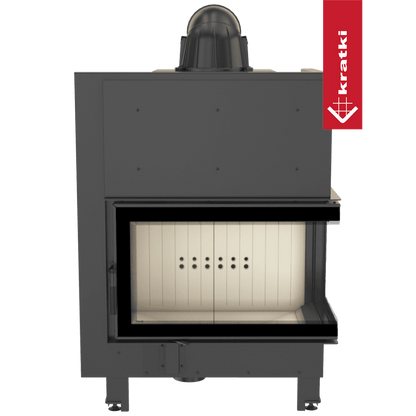 Kratki Kamineinsatz aus Stahl KRATKI MBO rechts 15 kW Ø 200 gebogenes Glas