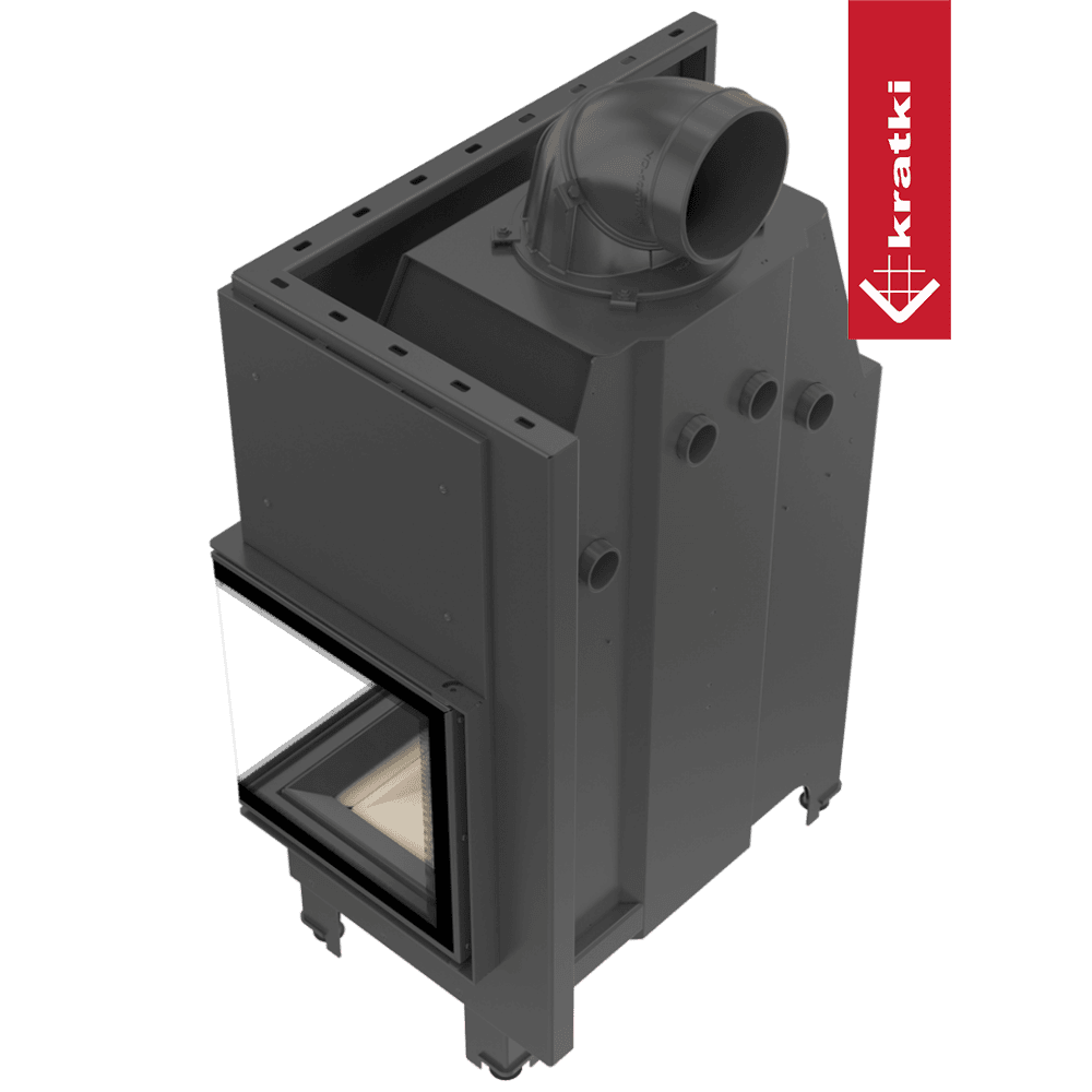 Kratki Kamineinsatz aus Stahl KRATKI MBO rechts 15 kW Ø 200 gebogenes Glas