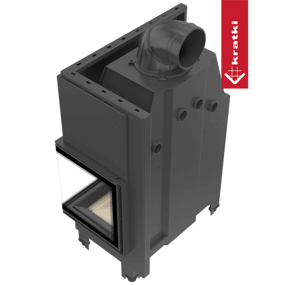 Kratki Kamineinsatz aus Stahl KRATKI MBO rechts 15 kW Ø 200 gebogenes Glas