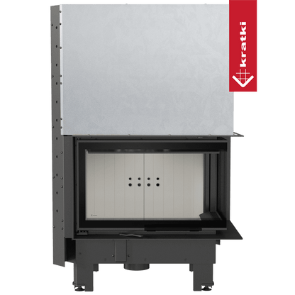 Kratki Kamineinsatz aus Stahl KRATKI MBM rechts 10 kW Ø 200 mit Schiebetür gebogenes Glas