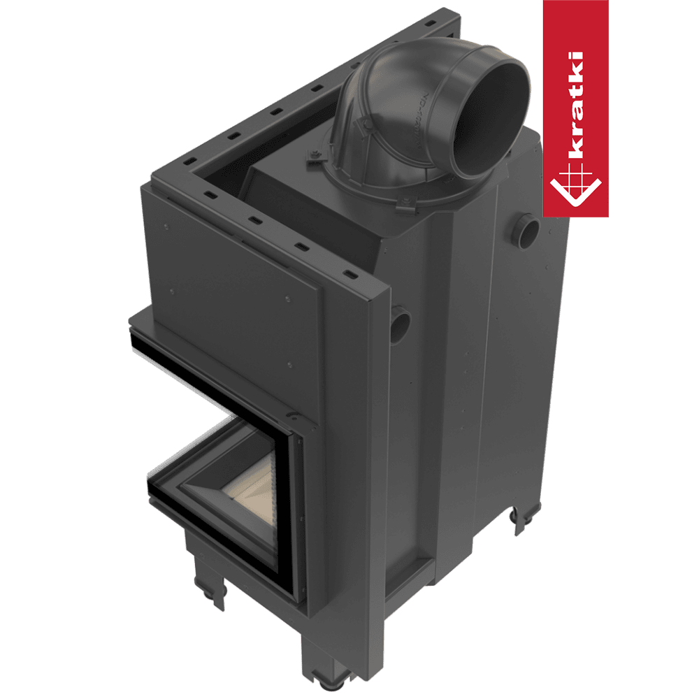 Kratki Kamineinsatz aus Stahl KRATKI MBM rechts 10 kW Ø 200 gebogenes Glas