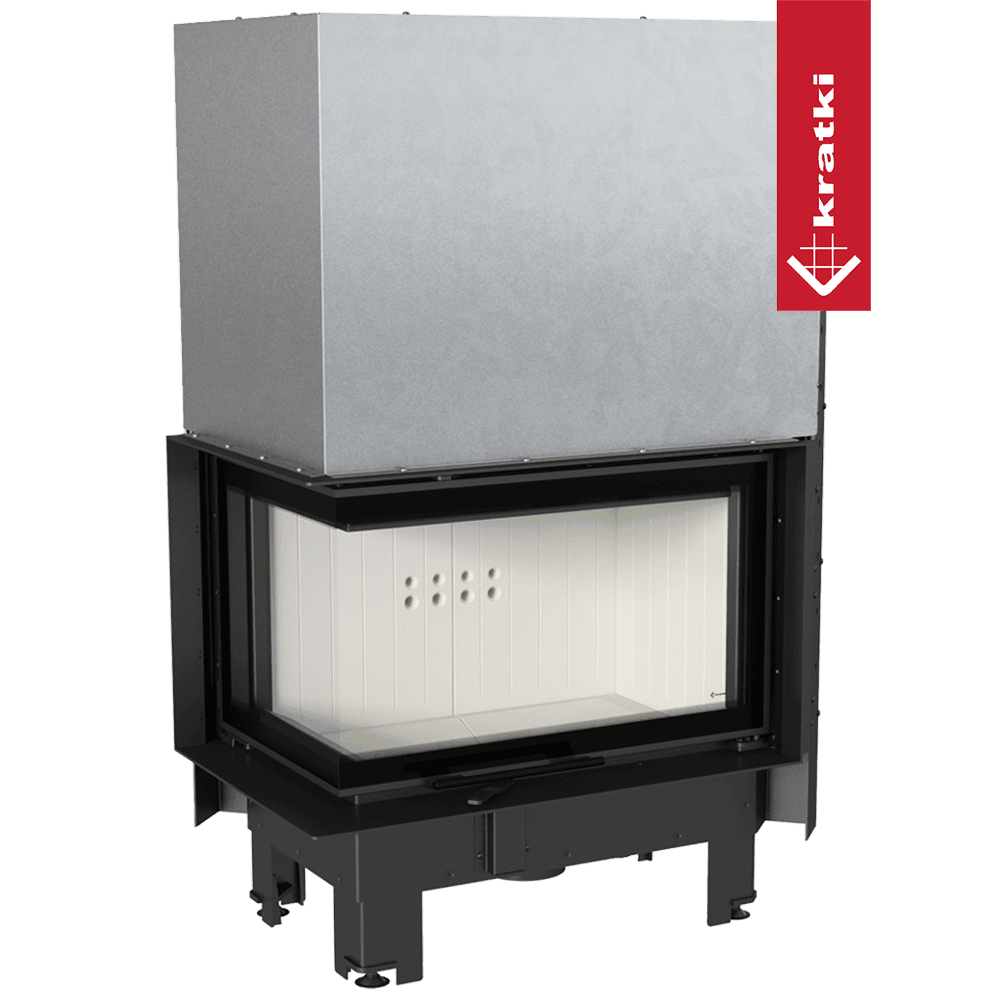 Kratki Kamineinsatz aus Stahl KRATKI MBM links 10 kW Ø 200 mit Schiebetür gebogenes Glas