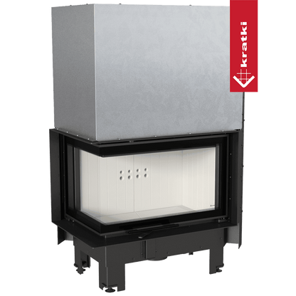 Kratki Kamineinsatz aus Stahl KRATKI MBM links 10 kW Ø 200 mit Schiebetür gebogenes Glas