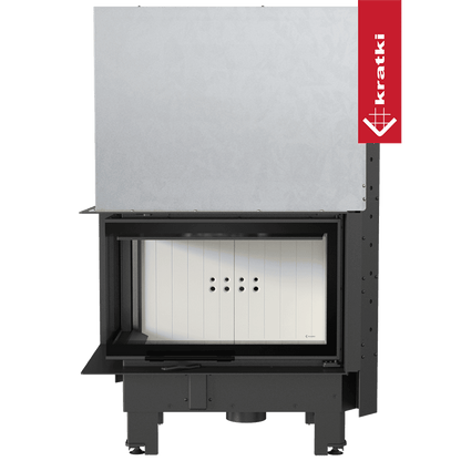 Kratki Kamineinsatz aus Stahl KRATKI MBM links 10 kW Ø 200 mit Schiebetür gebogenes Glas