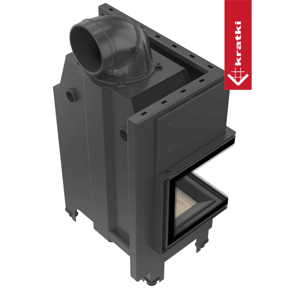 Kratki Kamineinsatz aus Stahl KRATKI MBM links 10 kW Ø 200 gebogenes Glas