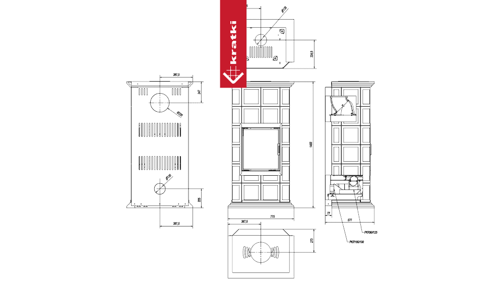 Kratki Kamineinsatz aus Stahl KRATKI NADIA MILANO 7 kW Ø 200