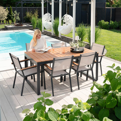 Home Deluxe Garten-Sitzgruppe in Holzoptik SIERA SEDIA - 6 Stühle