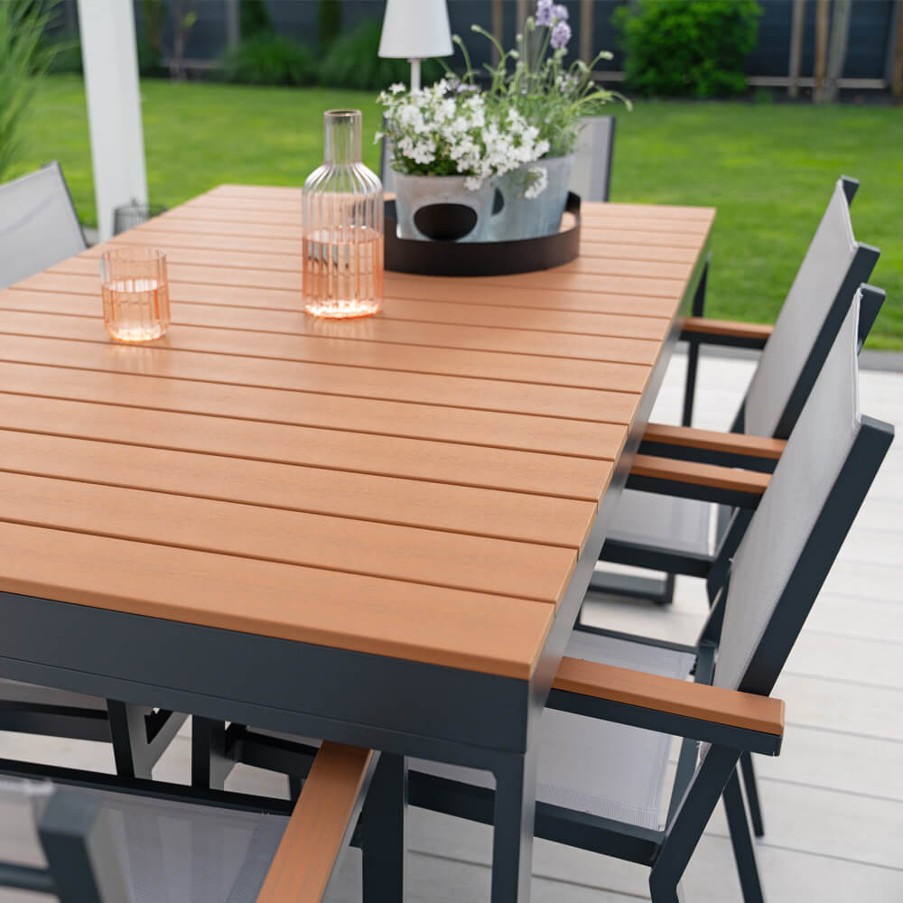 Home Deluxe Garten-Sitzgruppe in Holzoptik SIERA SEDIA - 6 Stühle