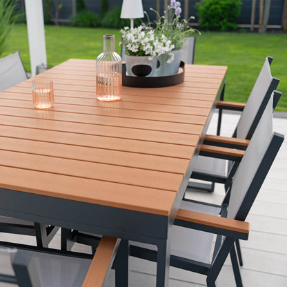 Home Deluxe Garten-Sitzgruppe in Holzoptik SIERA SEDIA - 6 Stühle