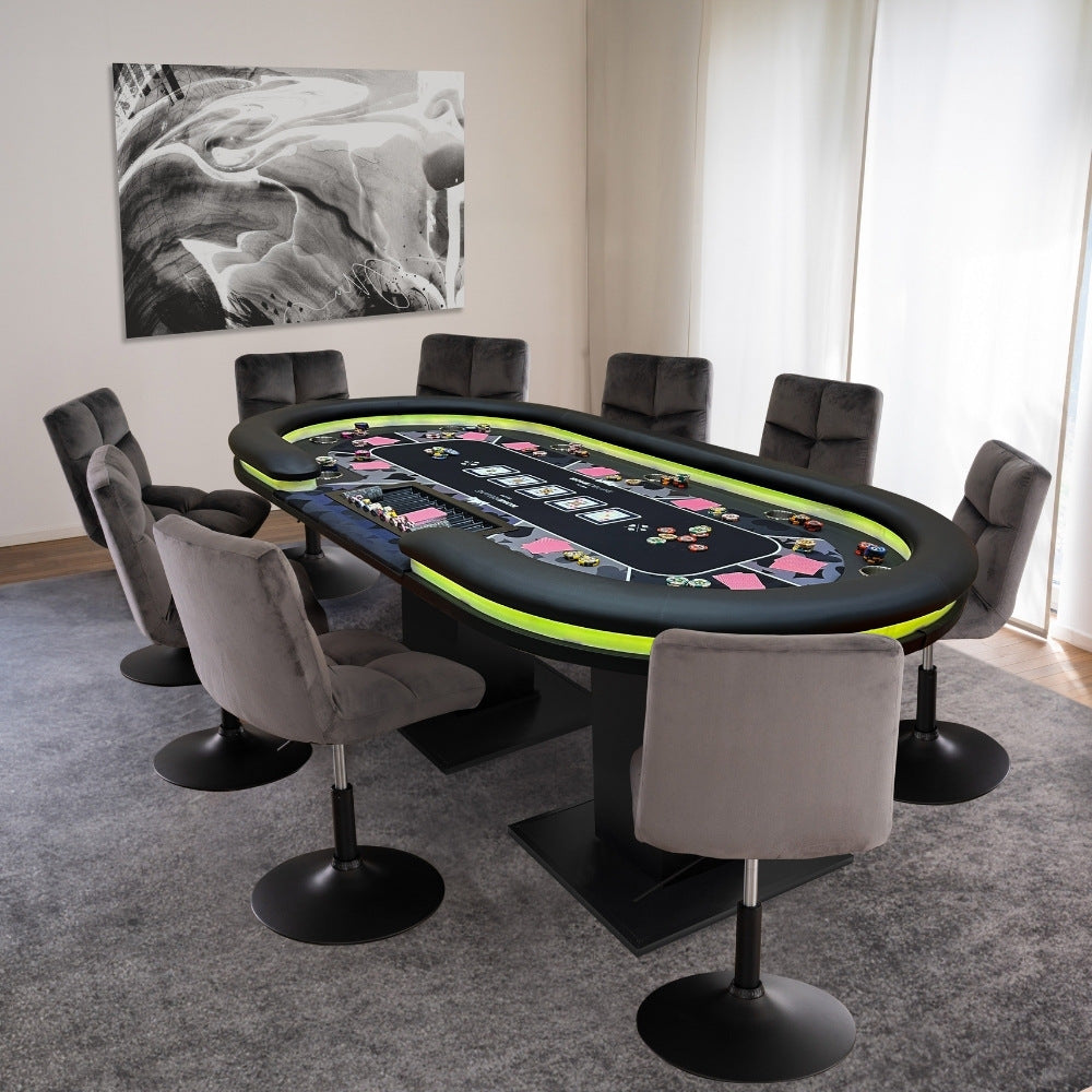 Home Deluxe LED Pokertisch FLUSH - Für 9 Personen