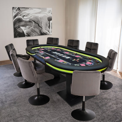 Home Deluxe LED Pokertisch FLUSH - Für 9 Personen