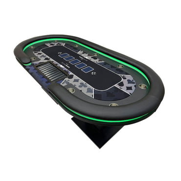 Home Deluxe LED Pokertisch inkl. Pokerkoffer und Stühle STRAIGHT FLUSH - Für 9 Personen