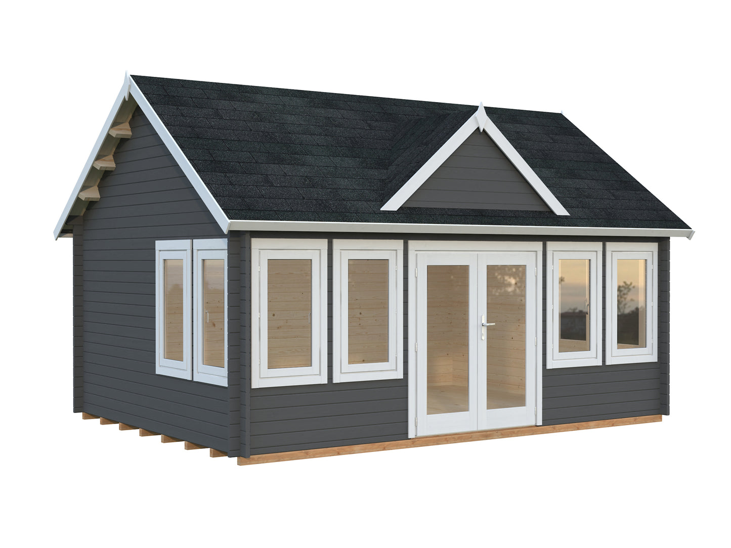 Palmako Claudia 19,4 m2 - Lackiert hellgrau RAL7042 + weiß RAL9016