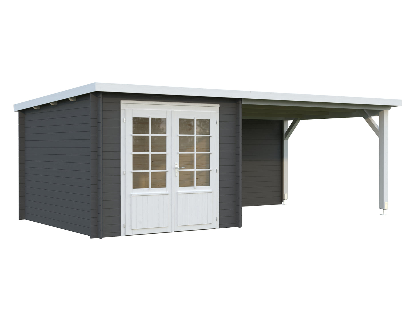 Palmako Ella 6,9+10,0 m2 - Lackiert dunkelgrau RAL7012 + weiß RAL9016
